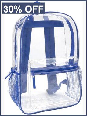 Clear Backpack Heavy Duty with Padded Straps, Side Pockets, Stadium Approved